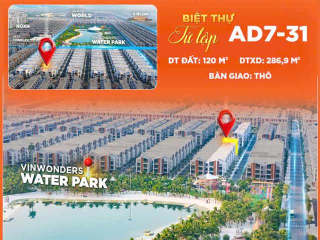 Giá bán căn Biệt thự Tứ lập AD7-31, Phân khu Ánh Dương, Vinhomes Ocean Park 3