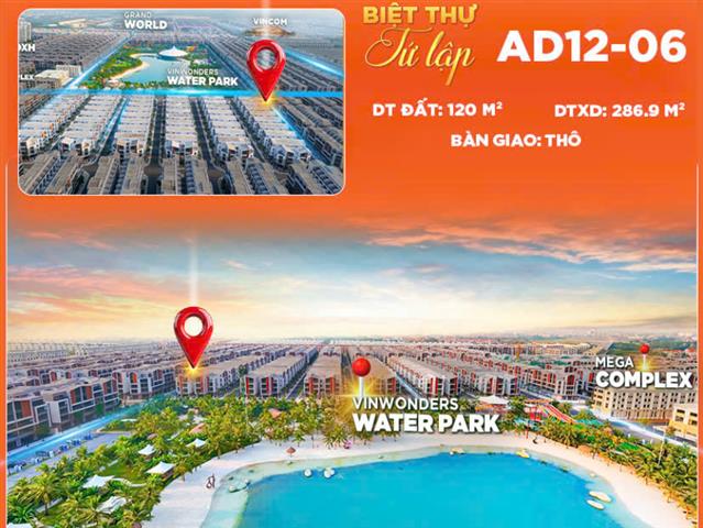 Giá bán căn Biệt thự Tứ lập AD12-06, Phân khu Ánh Dương, Vinhomes Ocean Park 3