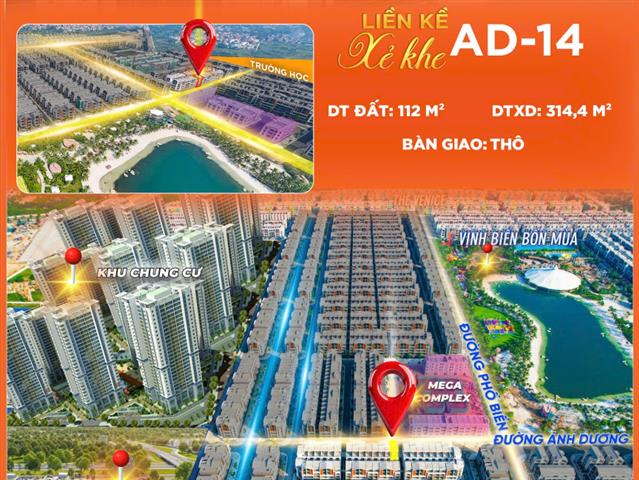 Giá bán căn Liền kề xẻ khe AD-14, Phân khu Ánh Dương, Vinhomes Ocean Park 3