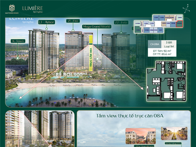 Giá bán Chung cư 3PN trục căn 08A, toà Fiza C4Z1, Lumière SpringBay