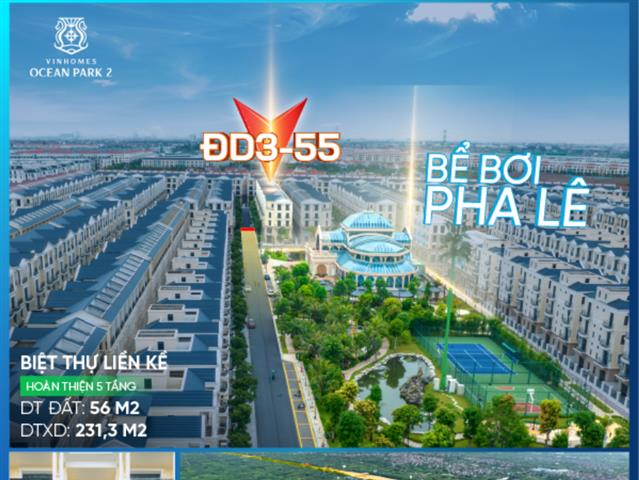 Giá bán căn Liền kề ĐD3-55, Phân khu Đảo Dừa, Vinhomes Ocean Park 2