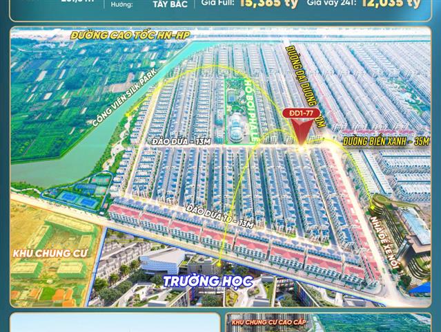 Giá bán căn Liền kề ĐD1-77, Phân khu Đảo Dừa, Vinhomes Ocean Park 2