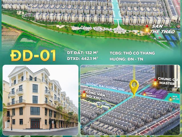 Giá bán căn Liền kề Góc ĐD-01, Phân khu Đảo Dừa, Vinhomes Ocean Park 2