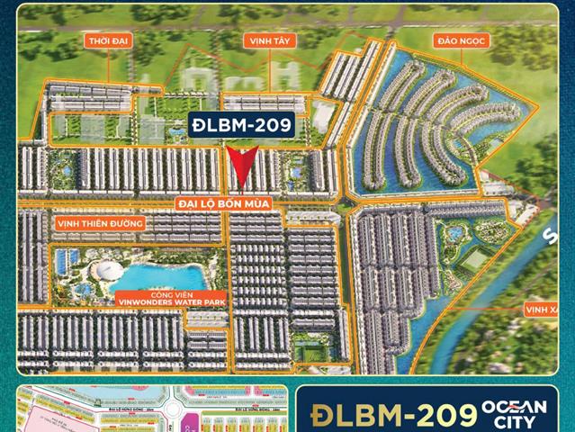 Giá bán căn Shophouse ĐLBM-209, Phân khu Vịnh Tây, Vinhomes Ocean Park 3