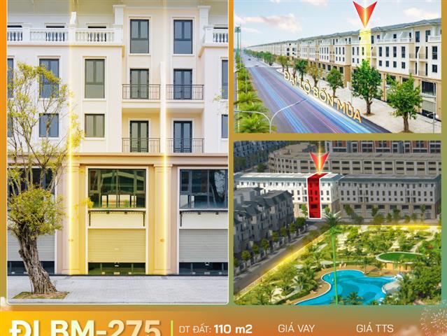 Giá bán căn Shophouse ĐLBM-275, Phân khu Vịnh Tây, Vinhomes Ocean Park 3